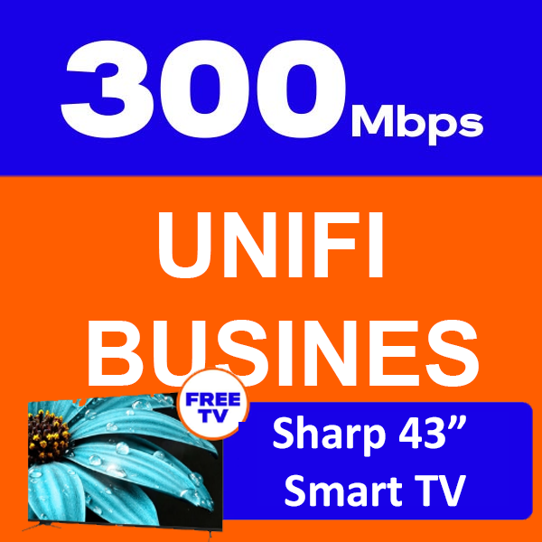 Unifi Business Broadband Plan – 300Mbps Business/SME/Shop/NGO with Free Sharp TV 43"