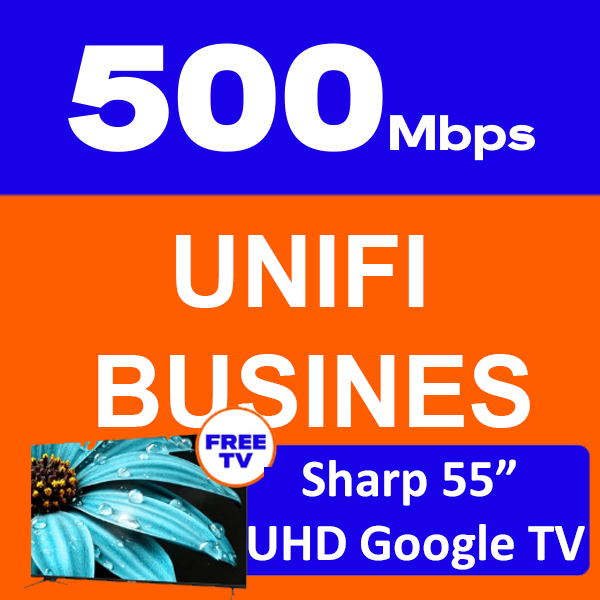 Unifi Business Broadband Plan – 500Mbps Business/SME/Shop/NGO with Free Sharp 55" TV